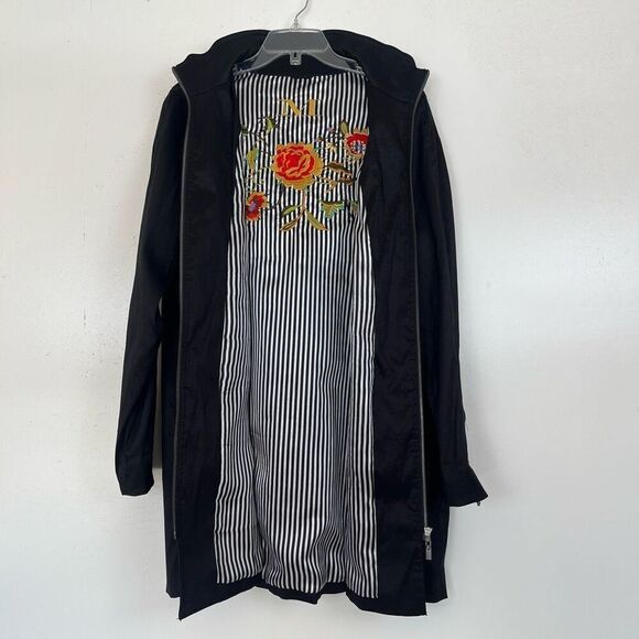 Mycra Pac Short Gabby Raincoat Medium Large Black Striped Embroidered Lining - Picture 4 of 15